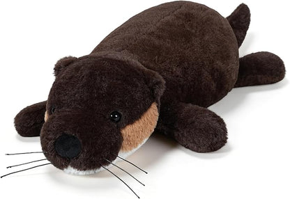 Weighted Otter Stuffed Throw Pillow Soft with Removable Heating Pad, Unscented Heatable & Coolable Otter for Adults (Brown, Large)
