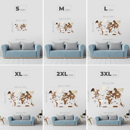 Enjoy The Wood 3D Wooden World Map Wall Art - Large Travel Map with Pins for Art Decor - Decorative Map of the World for Home, Office - Travel Wall Art Housewarming Gift Idea (Multicolor, M, Unframed)
