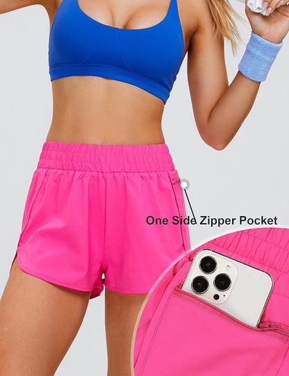 Blooming Jelly Women's Quick-Dry Running Shorts Workout Sport Layer Active Shorts with Pockets 1.75"