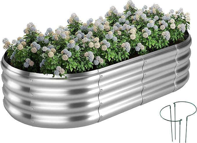 Raised Garden Bed, 4x2x1ft Raised Beds for Gardening Outdoor for Vegetables Flowers Ground Planter Box，Galvanized Raised Garden Beds