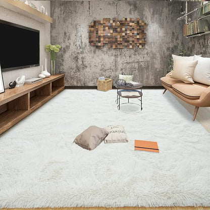 Tepook Super Soft Fluffy Rugs for Bedroom, Shag 5x7 Area Rugs for Living Room, Modern Shaggy Rug Fuzzy Carpets for Kids, Plush Indoor Nursery Home Decor Rug with Non-Slip Bottom, Cream White