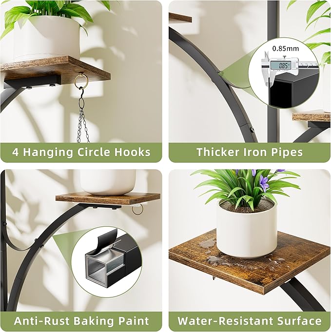Plant Stand Indoor with Grow Lights - 2 Pack Corner Plant Shelf, 6 Tiered 47'' Indoor Plant Stands for Multiple Plants, K-Shaped Plant Rack Display Holder, Flower Stands for Living Room Patio Home