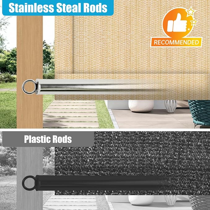 Shade&Beyond 7' W × 8' L Pergola Shade Cover Wheat Pergola Cover Canopy Replacement Shade Cloth for Garden, Patio, Deck, Porch with Grommets and Rods(Make Custom Size)