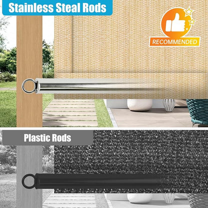 Shade&Beyond 7' W × 8' L Pergola Shade Cover Wheat Pergola Cover Canopy Replacement Shade Cloth for Garden, Patio, Deck, Porch with Grommets and Rods(Make Custom Size)