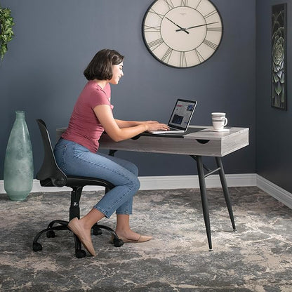 Calico Designs Nook Modern Office, Laptop, Writing Desk with Storage Compartments, Black/Greywash