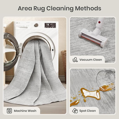 Valenrug Washable Rugs 4x6 - Stain Resistant 4x6 Area Rugs for Living Room, Non Slip Backing Printed Rugs for Bedroom, Folable Machine Washable Area Rug(4'x6', Grey)