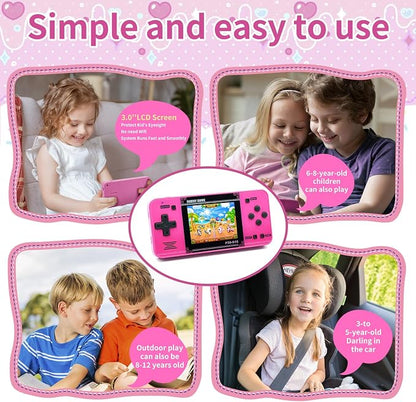 Handheld Game for Kids -Preloaded 220 Retro Video Games, Portable Gaming Player with Rechargeable Battery 3.0" LCD Screen, Mini Arcade Electronic Toy Gifts for Boys Girls (Red)