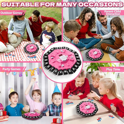 Resflycheng Word Game Family Board Game with Digital Display Timer, 2 Modes, 35 Double-Sided Cards, Fun Fast-Paced 24-Letter Game for Learning Party Interactive, 2+ Players, Ages 3 & Up (Pink)