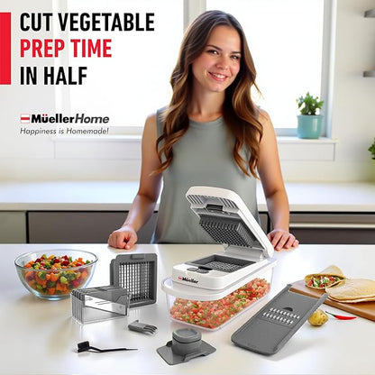 Mueller The Real Original Pro Vegetable Chopper & Mandoline Slicer, 10-in-1 | since 2013, 8 Blade Food Veggie Chopper, Onion Vegetable Cutter with Container, Kitchen Gadgets & Essentials