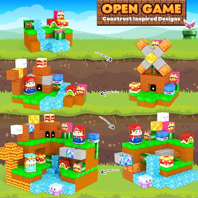 Magnetic Blocks Kids Toys & Games, Magnetic Building Cubes Montessori Construction Sensory Toys for 3-5 5-7 6-8 8-13 Year Old Boys Girls, Toddler for Ages 3+ Birthday Decorations Party Favors Gifts