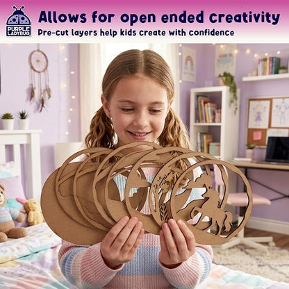 Unicorn 3D Painting Kit for Kids - DIY Wooden Painting Crafts for Kids, Unicorn Craft Set, 7 8 9 10 Year Old Girl Birthday Gifts, Girls Crafts Ages 6-8, Arts and Craft for Kid Ages 8-12