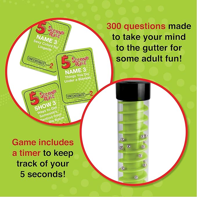 5 Second Rule Uncensored Card Games for Adults - Adult Card Games for Game Night, Travel, Funny Adult Card Game & Icebreaker, Game Nights, Think Fast and Shout Out Answers, Ages 17+