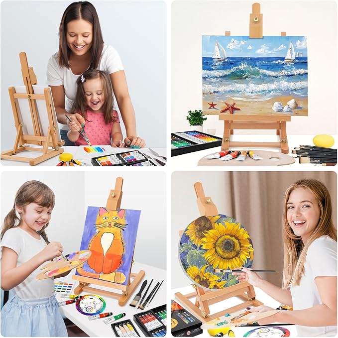 ARTALLY Acrylic Paint Set for Adults & Kids, 69 Pcs Canvas Painting Kits, 32 Colors Acrylic Paint (22ML),Table Easel,Brushes,Canvas, Art Painting Supplies Kit for Students,Artists,Beginners