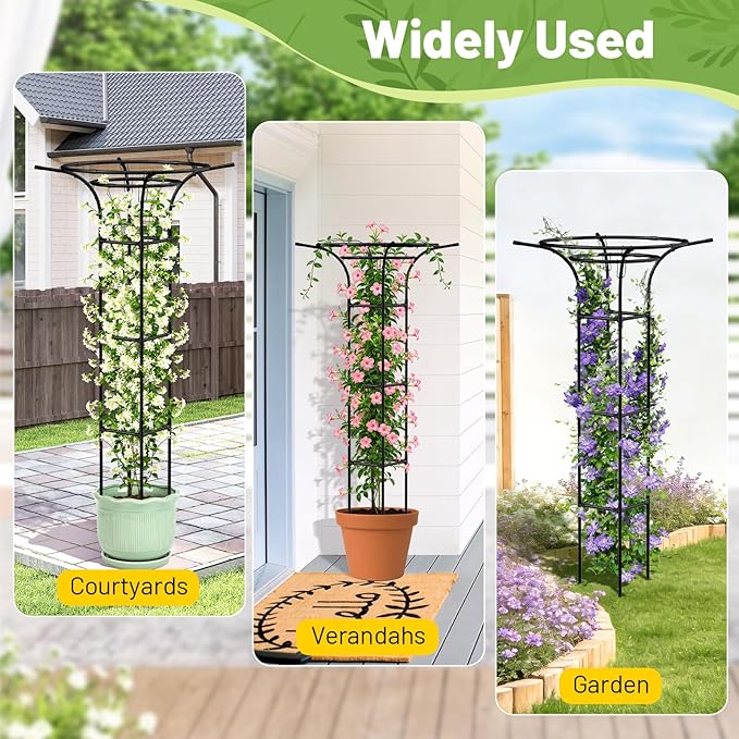 Garden Trellis for Climbing Plants Outdoor, 65 Inch Mushroom Top Trellis for Climbing Plants, Plant Trellis Support for Potted Plants Climbing Vine Rose Clematis Vegetable Trellis, 1 Pack (2)
