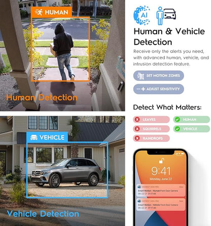 Amcrest 5MP AI Turret IP PoE Camera w/ 49ft Nightvision, Security IP Camera Outdoor, Built-in Microphone, Human & Vehicle Detection, Active Deterrent, 129° FOV, 5MP@20fps IP5M-T1277EW-AI