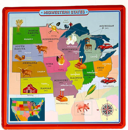 eeBoo: USA Geography Bingo for Kids for Ages 5+, A Fun Kids Learning Game that Teaches About the USA and Improves Memory