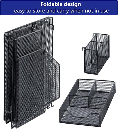 Topwey Desk Organizer, File Organizer for Desk with 2-Tier Paper Letter Tray, Drawer and 2 Pen Holder, Mesh Desktop Organization with Magazine Holder for Office Supplies