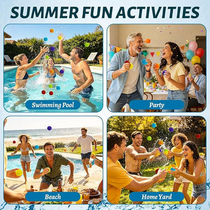 Xeehwb 200 Pcs Reusable Water Balls,Soft Soaker Splash Balls with Mesh Bag,Water Games Toys Ball for Outdoor Water Games Summer Fun,Pool Party,Beach Activities(6 Colors)