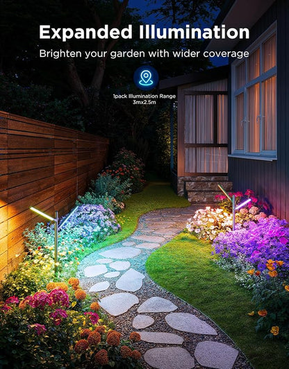 Govee Outdoor Garden Lights, 2 Pack, RGBWWIC, IP66 Waterproof | 16 Million Colors, 64 Scenes for Outdoor Decor, Patio, Landscape Lighting, Compatible with Alexa, Google Assistant, Matter