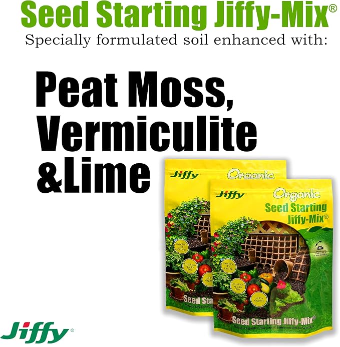 Jiffy Natural & Organic Seed Starting Soil Mix, 10 QT (2 Bags (20 QT)