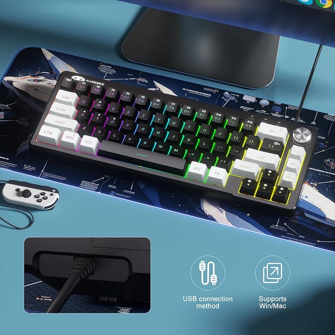 MageGee Mini 60% Gaming Keyboard, RGB Backlit 68 Key Ultra-Compact Keyboard, TS68 Ergonomic Waterproof Mechanical Feeling Office Computer Keyboards for PC, MAC, PS4, Xbox ONE Gamer