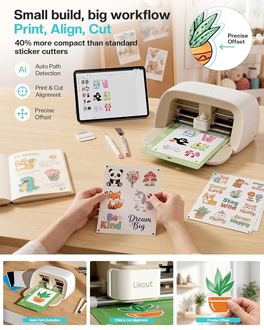 Likcut Vinyl Cutter Machine S501 - AI Smart Sticker Maker for Vinyl & Paper Crafts, AI Image Generation Portable Plotter DIY Cutting Machine for Craft & Party, Custom Stickers, Crafts for Adults