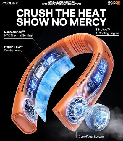 TORRAS COOLiFY 2026 Neck Air Conditioner 2S PRO, Ice-Feel Semiconductor Cooling Neck Cooler & Personal Air Conditioner for Golf,Travel & Music Festival, Premium Gifts for Father Men Women, Orange