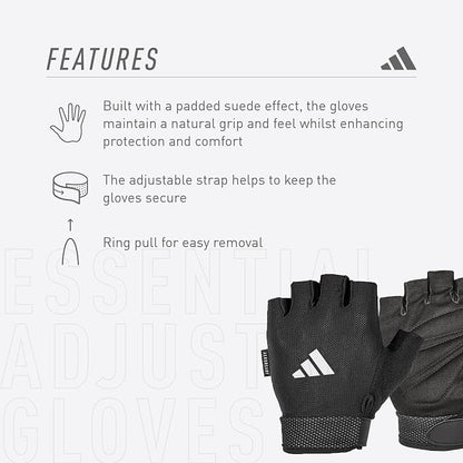 adidas Essential Training & Weightlifting Gloves, Fingerless Workout Gloves