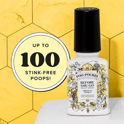 Poo-Pourri Before-you-Go Toilet Spray Bundle, Original Citrus 2 Fl Oz and Original Citrus 1 Fl Oz Pocket Travel Size - Lemon, Bergamot and Lemongrass