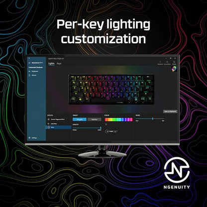 HyperX Alloy Origins 60 - Mechanical Gaming Keyboard, Ultra Compact 60% Form Factor, Double Shot PBT Keycaps, RGB LED Backlit, NGENUITY Software Compatible - Linear HyperX Red Switch,Black