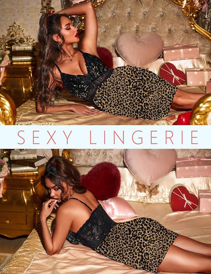 Ekouaer Lingerie for Women Sexy Nightgown Lace Trim Sleep Dress Chemise Nightgowns Sleeveless Night Gown Sleepwear S-3XL
