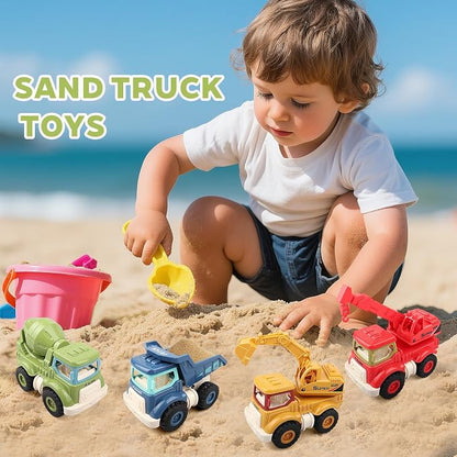 Construction Toys for Boys & Girls Ages 3–5 – Excavator, Dump Truck, Crane & Cement Mixer, Construction Vehicle Toy Set for Toddlers & Kids, Durable Play Vehicles for Pretend Play