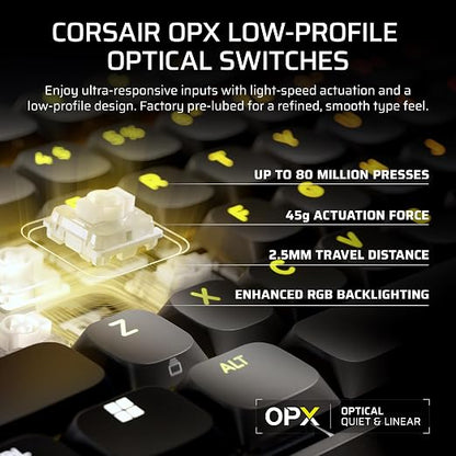 Corsair Vanguard AIR 99 Wireless Low-Profile Optical-Mechanical RGB Gaming Keyboard – QWERTY US, 99% Layout, OPX Switches, 8000Hz Hyper-Polling, Stream Deck Integration, Flashtap SOCD – Black