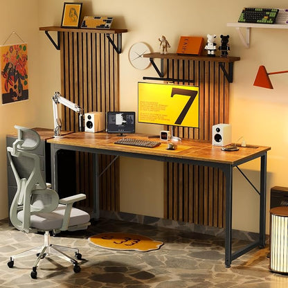 PRAISUN 63 X 24 Inch Computer Desk, Power Outlets, USB-C, Rustic Brown | Office Desk with 4 AC Outlets, USB & USB-C, Sturdy Metal Frame, Spacious Desktop for Work, Writing, Study & Gaming
