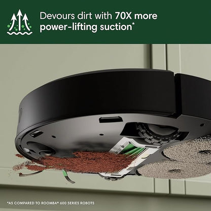 iRobot Roomba Plus 405 (G181) 2in1 Vacuum & Mop Robot with AutoWash Dock - Dual Spinning, Smart & Fast Mapping, Ideal for Pet Hair, Self-Empties 75 Days, Intense Suction, Pad Washing & Drying