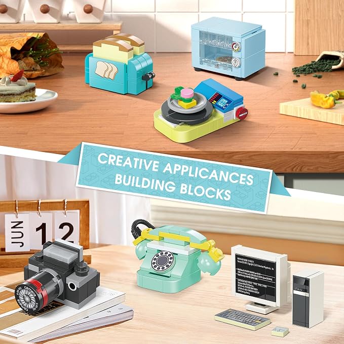 Building Toys for Girls Gift, Mini Building Blocks Appliances for Kids, STEM Building Blocks Party Favors Prizes for Birthday Christmas Easter - 12 Pack