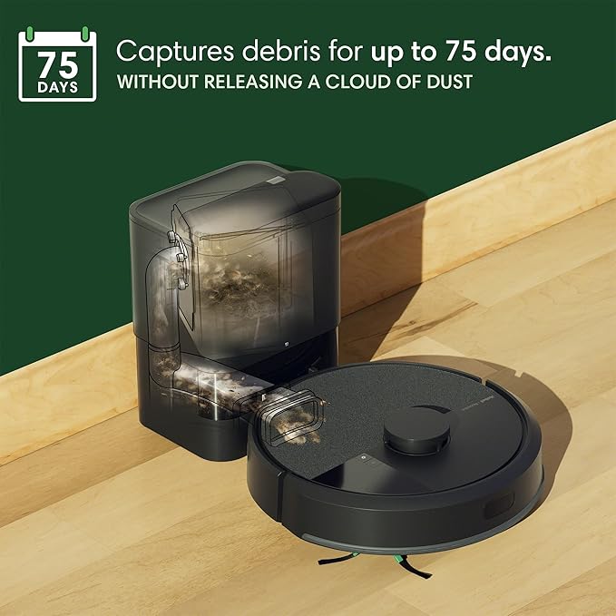iRobot Roomba 105 Vac Robot Vacuum with AutoEmpty Dock - Self-Empties for 75 Days, Easy to use, Intense Power-Lifting Suction, LiDAR Navigation, Multi-Surface Cleaning, Cleans in Neat Rows | Autoempty Dock Up to 75 Days, Clearview Lidar Mapping, WI-FI ...