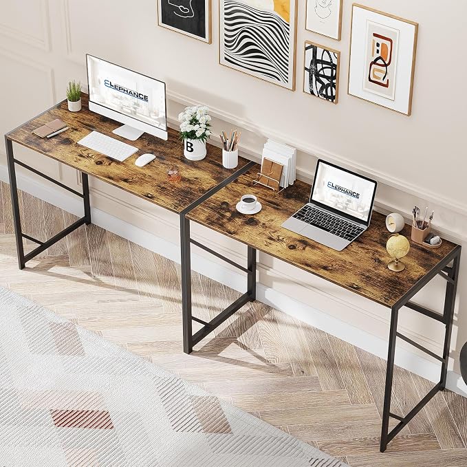 Elephance Folding Desk Writing Computer Desk for Home Office No-Assembly | Study Office Desk,Foldable Table for Small Spaces,39.4 inch,Rustic Brown