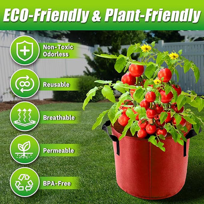 10 Gallon Grow Bags, 7 Pack Colorful Fabric Plant Pots with Handles for Garden and Outdoor Planting