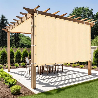 Shade&Beyond Customized Size 90% Sun Shade Cloth with Grommets, 9' X 9' Pergola Shade Cover Canopy, Mesh Tarp Sun Screens for Patio, Outdoor, Garden, Backyard GN01, Wheat