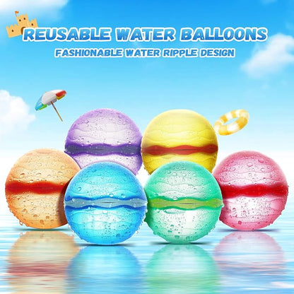 Reusable Water Balloons, Self-Sealing Refillable Magnetic Water Balls, Pool Beach Water Toys for Boys and Girls, Outdoor Summer Toys for Kids Ages 3+ (24 PCS)