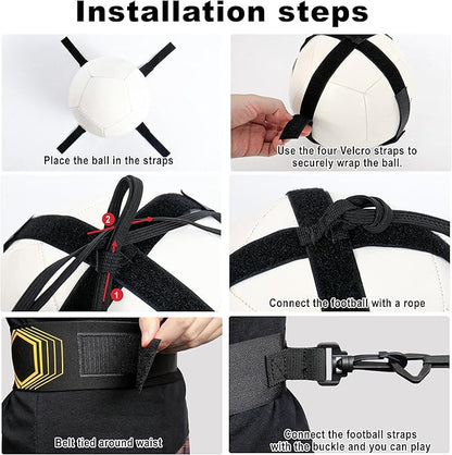 Surpop Soccer/Volleyball/Rugby Trainer, Football Kick Throw Solo Practice Training Aid Control Skills Adjustable Waist Belt for Kids Adults