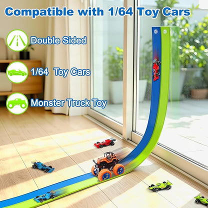 15 Ft Flexible Race Track Set with 6 Toy Cars for Kids Age 3 4 5 6 7 8 Years Old