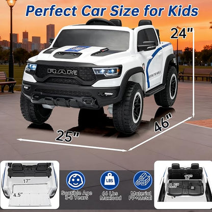 FINITO 4WD Kids 24V 4x4 Kids Ride On 2 Seater Police Truck, Remote Control Ride On Toy Car, Kids' Electric Ride On Truck, Kids' Side by Side Truck for Children Ages 3+, Powered Cars for Kids