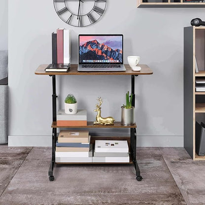 Portable Computer Desk Adjustable Home Office Desk Bedside Universal Movable Table Small Spaces Furniture Storage Convenient Desk Home Office Living Room Sofa Desk Size 15.7 * 31.5 Inch,Brownish