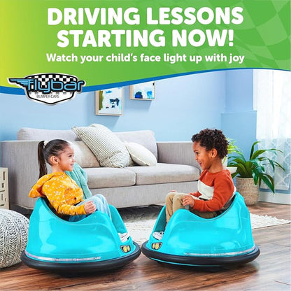 Flybar FunPark 6V Bumper Car – 360° Electric Ride-On Toy with LED Lights, Safety Seat Belt, Soft Bumpers – Indoor & Outdoor Bumper Car for Kids Ages 1.5-4 Years, Supports Up to 66 lbs (No Remote)