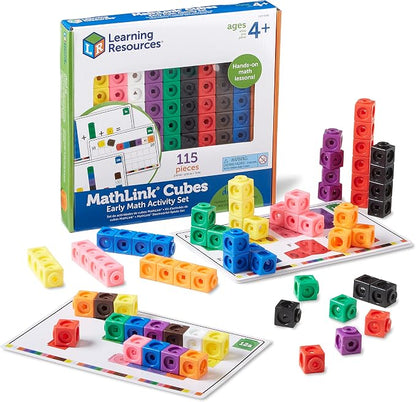 Learning Resources MathLink Cubes Early Math Activity Set - 115 Pieces, Ages 4+, Classroom Must Haves, Preschool Activities, Teacher School Supplies, Toddler Montessori Toys, Math Manipulatives