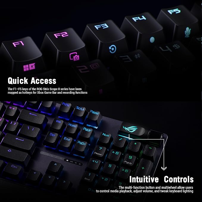 ASUS ROG Strix Scope II X Wired USB Mechanical Gaming Keyboard – 100% Full-Size, Hot Swappable Pre-lubed ROG NX Snow V2 Linear Switches, PBT Keycaps, RGB, PC/Mac Support - Black