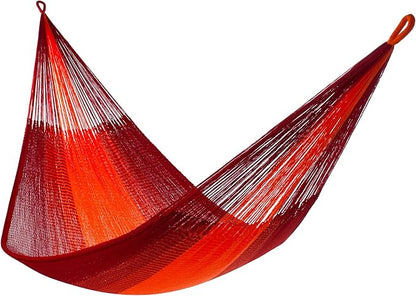 Handwoven Hammock by Yellow Leaf Hammocks - Double Size, Fits 1-2 PPL, 400lb max - Weathersafe, Super Strong, Easy to Hang, Ultra Soft, Artisan Made - Color: Red - Orange