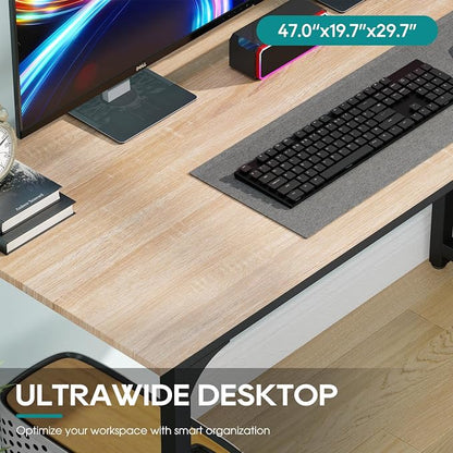 BestOffice Computer Desk,Home Office Desk, Modern Simple Style for Home Office Study Writing (Nature, 47 Inch)